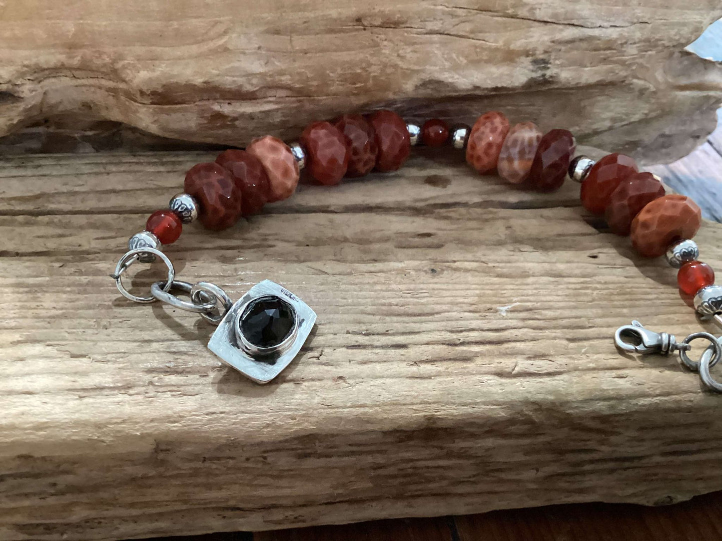 Sterling Silver and Agate, Bee Bracelet