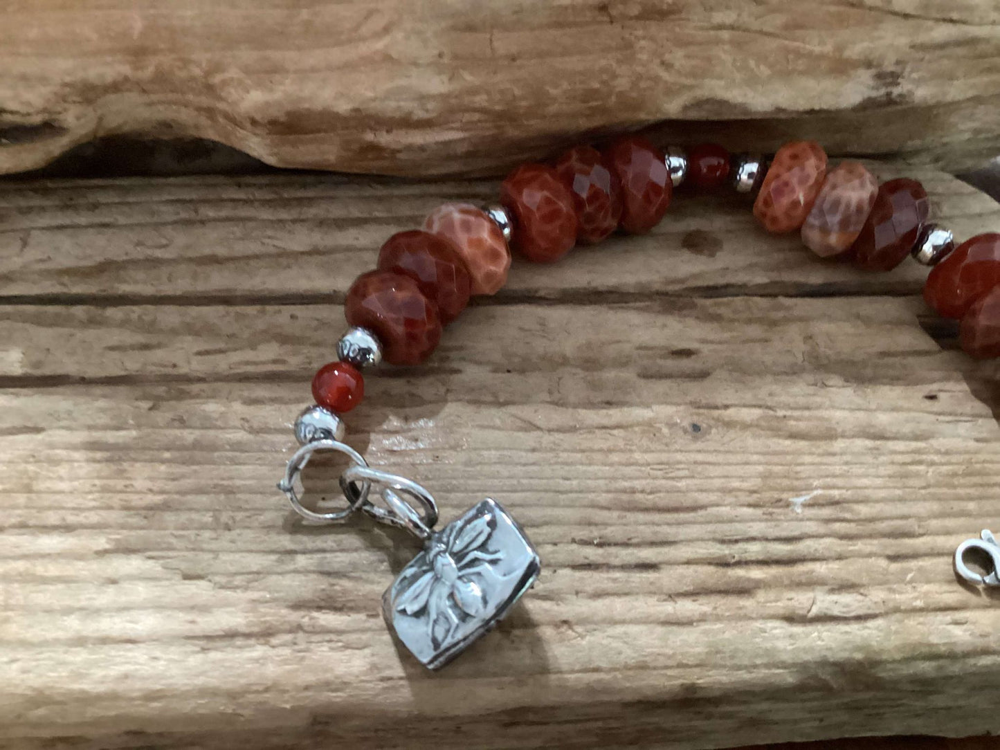 Sterling Silver and Agate, Bee Bracelet