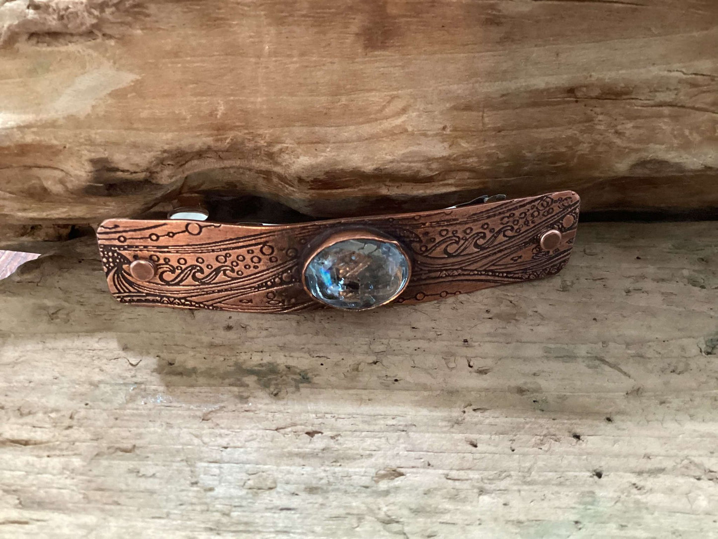 Copper and Aquamarine Barrette