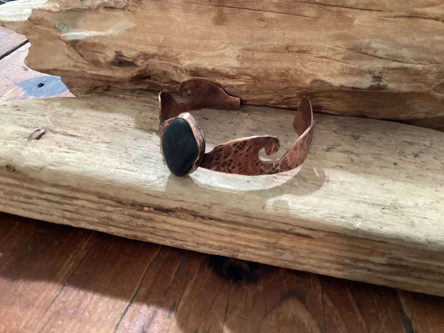 Copper and Sea Glass Bracelet