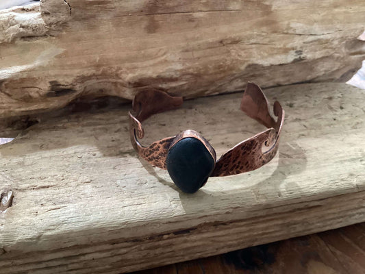 Copper and Sea Glass Bracelet