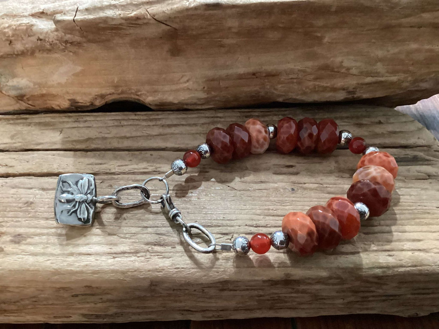 Sterling Silver and Agate, Bee Bracelet