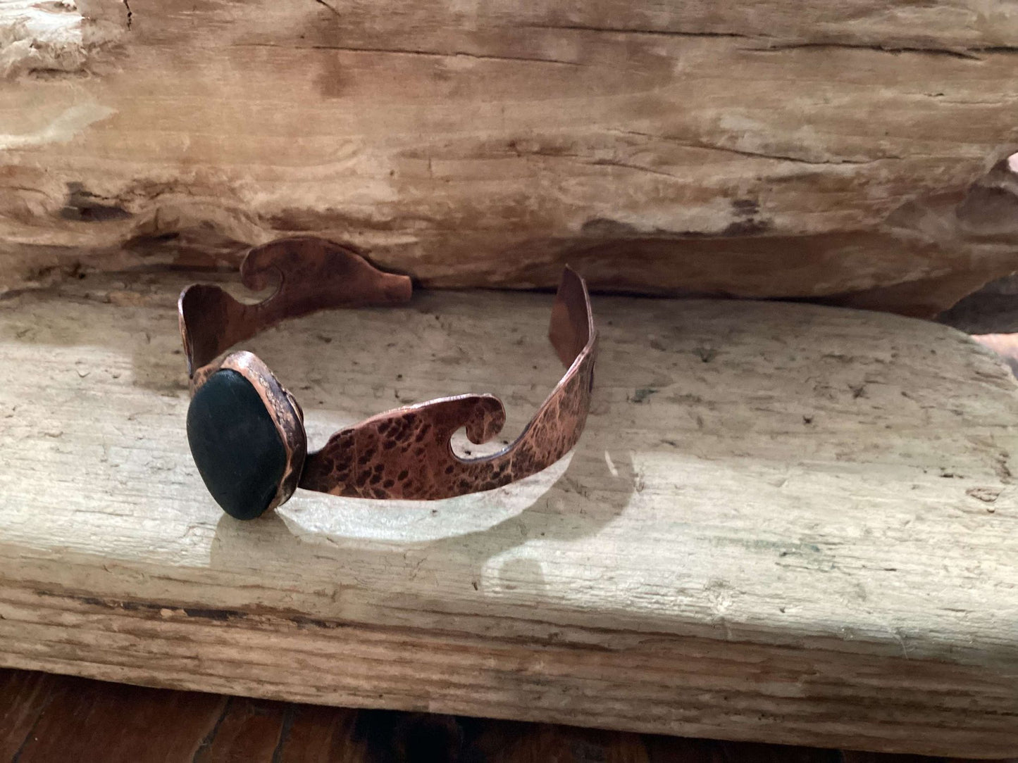 Copper and Sea Glass Bracelet