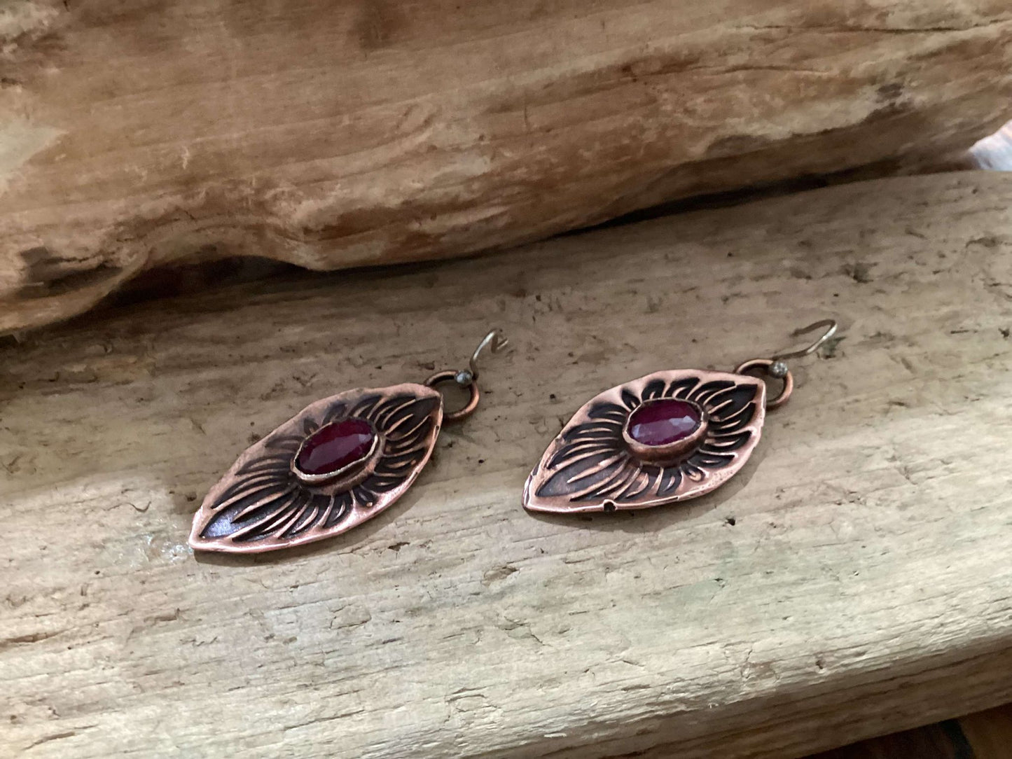 Copper and Tourmaline Earrings