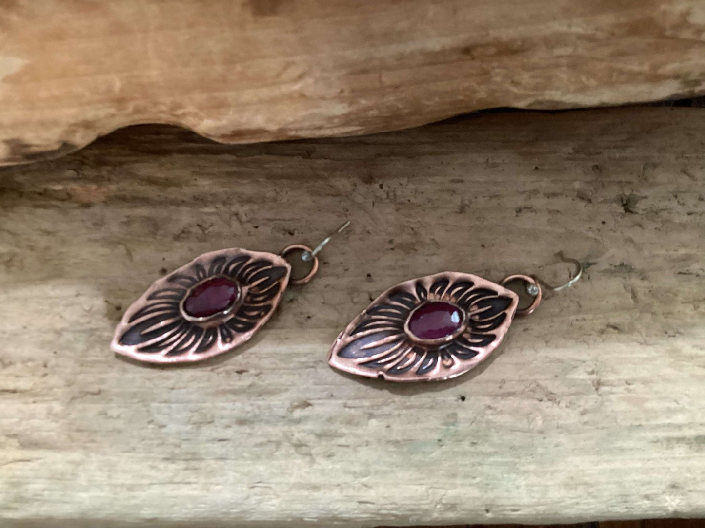 Copper and Tourmaline Earrings