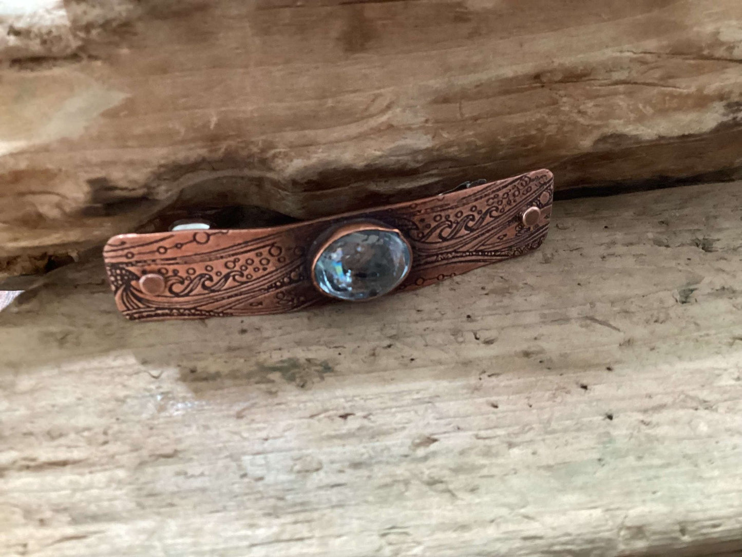 Copper and Aquamarine Barrette