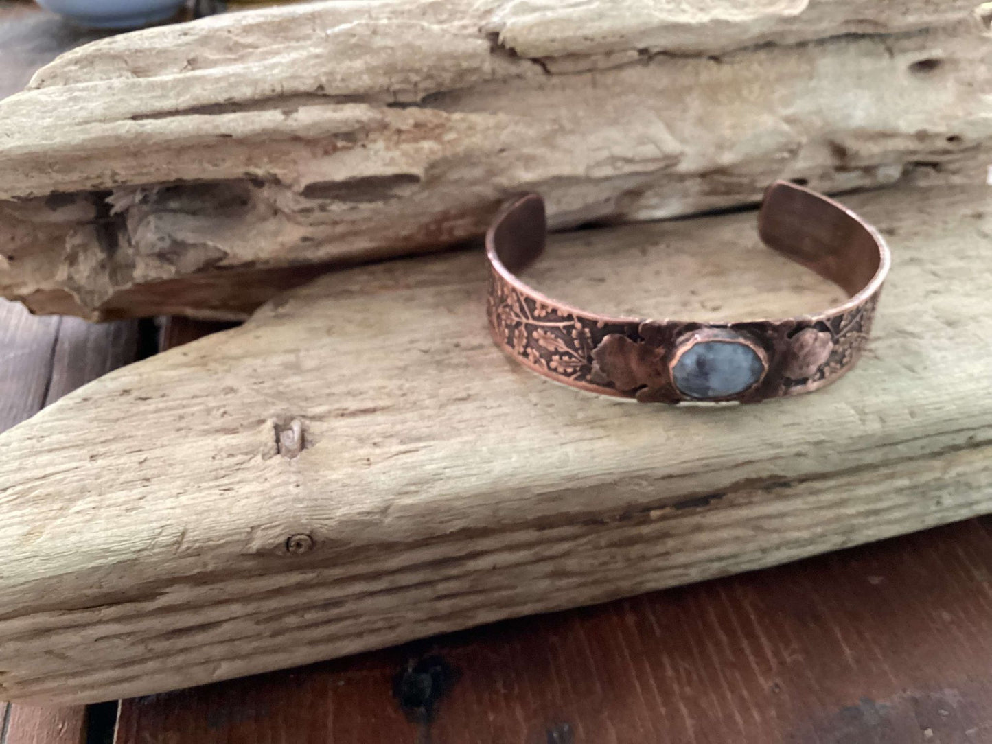 Copper and Moonstone Cuff Bracelet