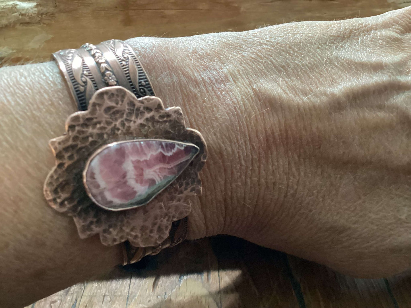 Copper and Rhodonite Cuff Bracelet