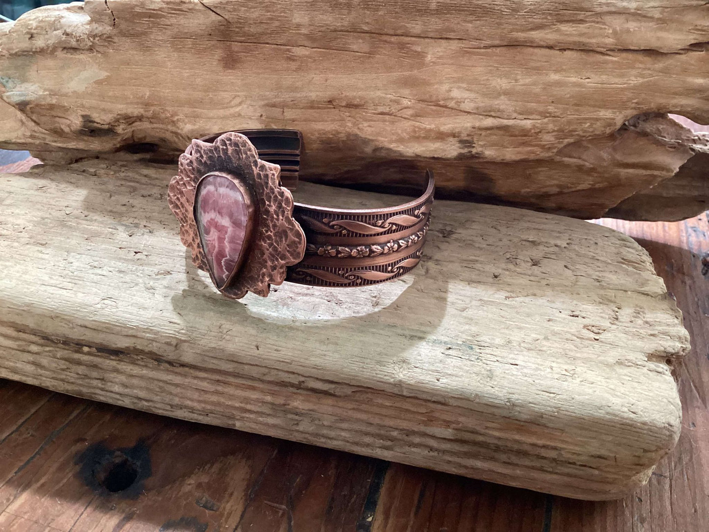 Copper and Rhodonite Cuff Bracelet