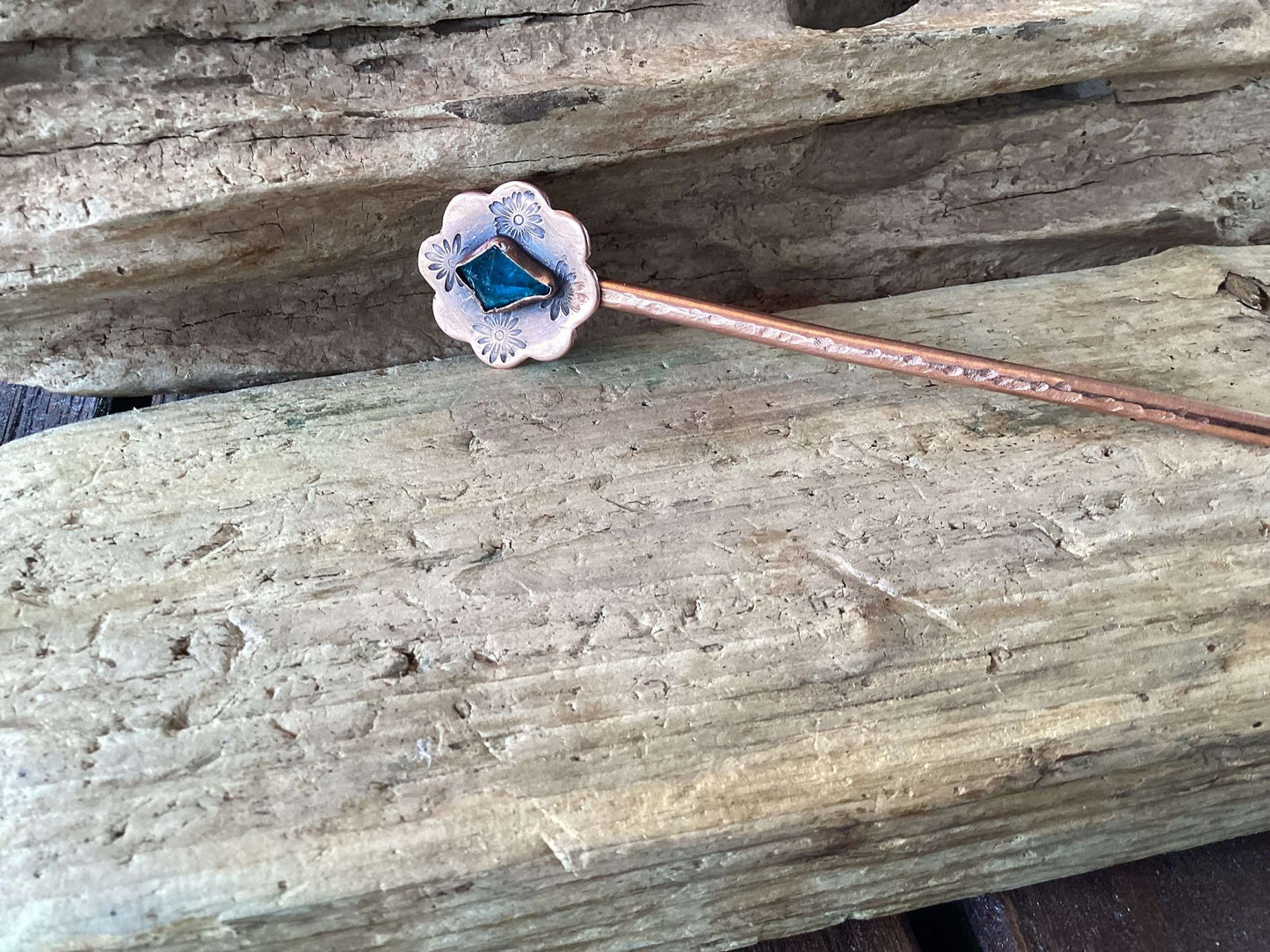 Copper and Kyanite Hair Fork