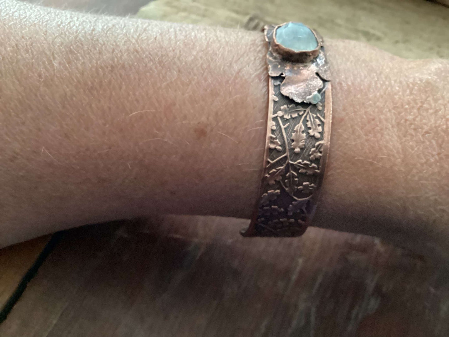 Copper and Moonstone Cuff Bracelet