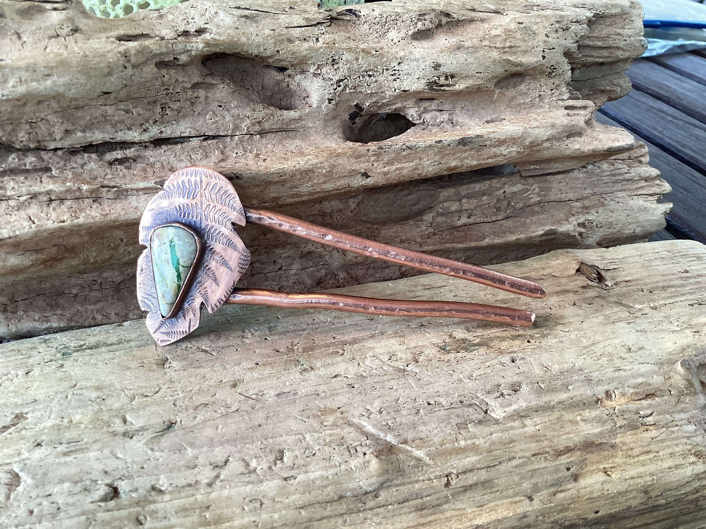 Copper and Turquoise Hair Fork