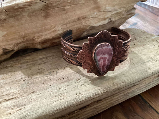 Copper and Rhodonite Cuff Bracelet