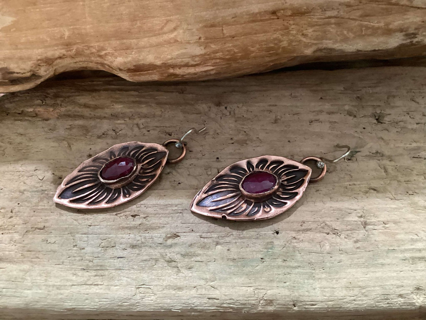 Copper and Tourmaline Earrings