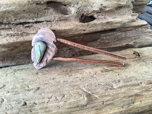 Copper and Turquoise Hair Fork