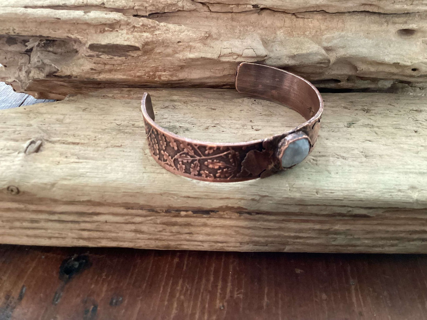 Copper and Moonstone Cuff Bracelet