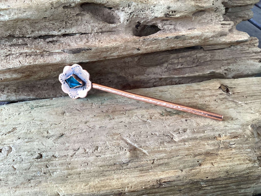 Copper and Kyanite Hair Fork