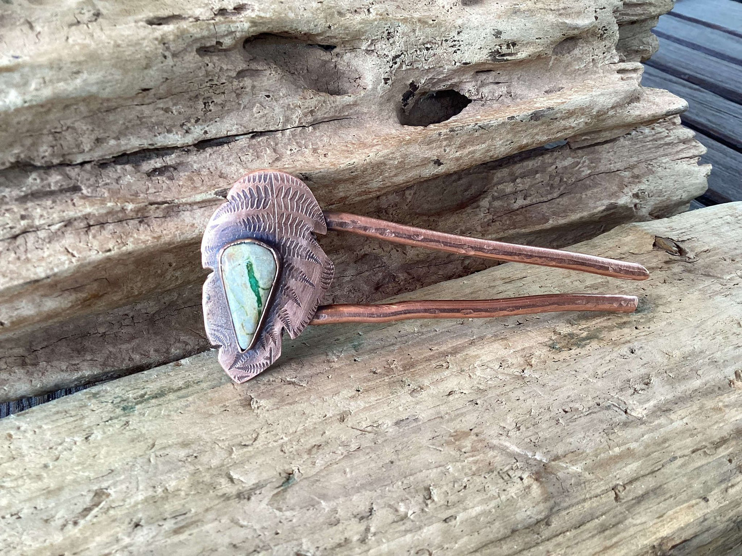 Copper and Turquoise Hair Fork