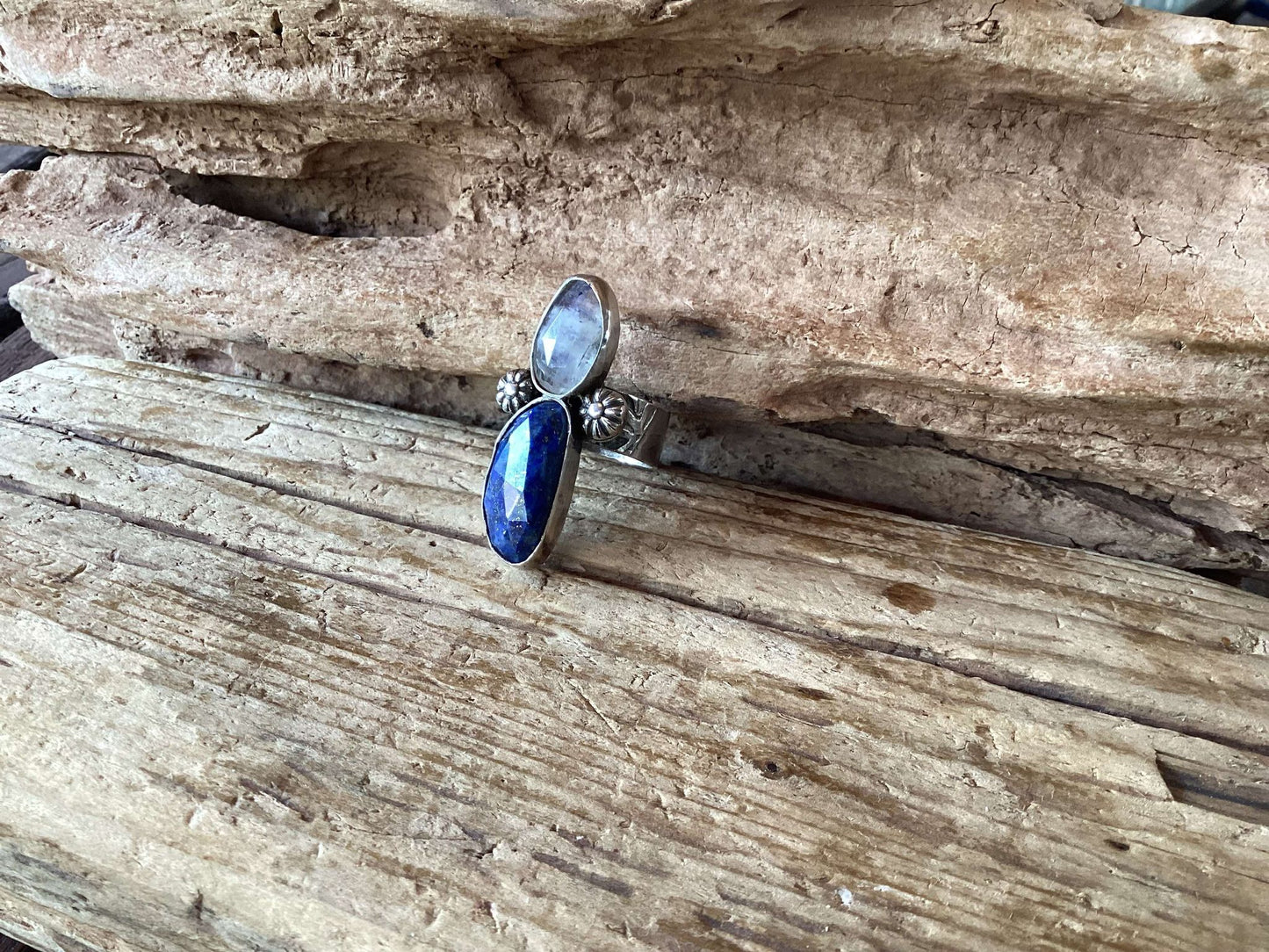 Sterling Silver, Lapis and Moonstone Ring