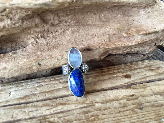 Sterling Silver, Lapis and Moonstone Ring