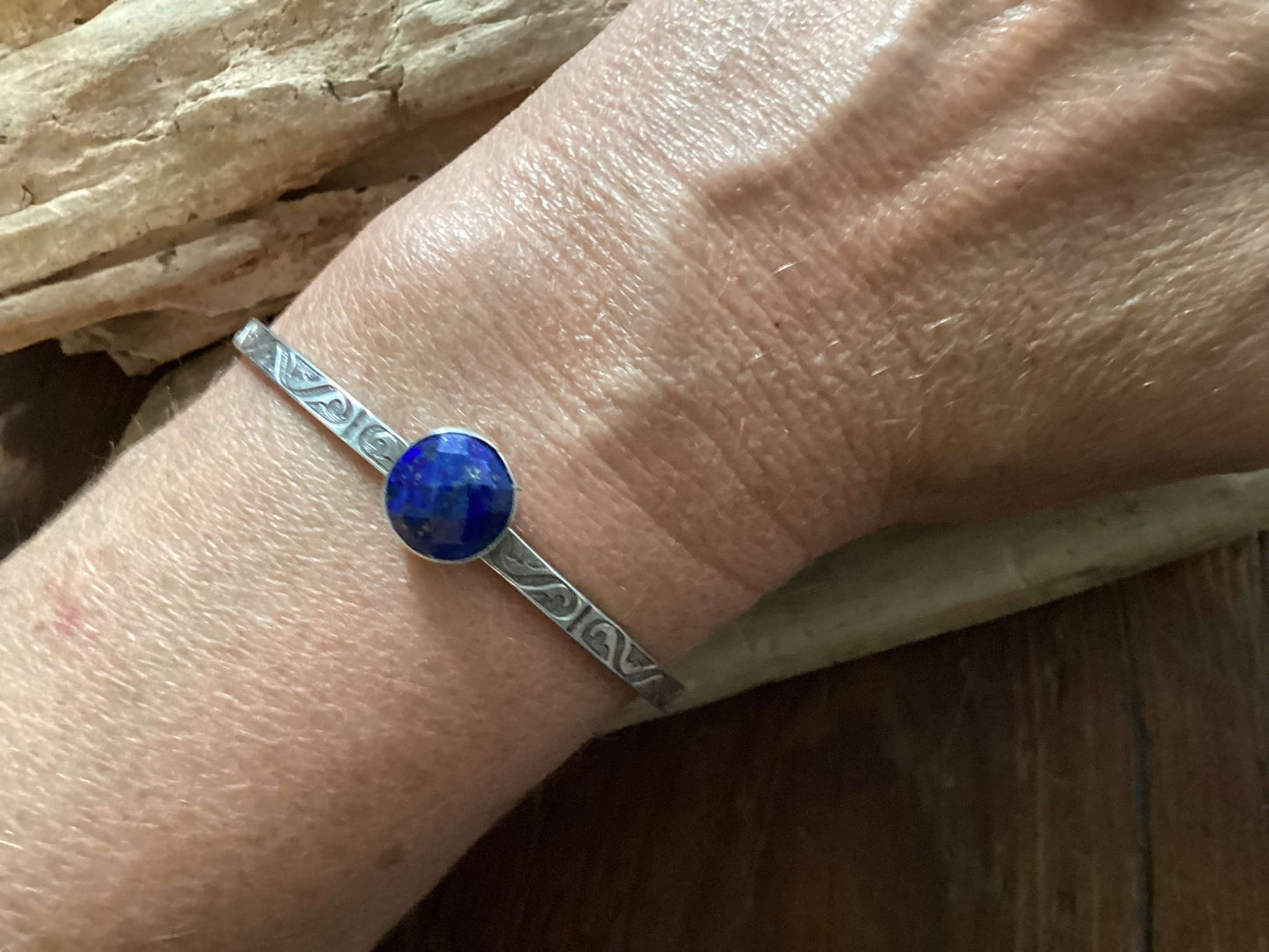 Sterling Silver and Lapis Cuff Bracelet