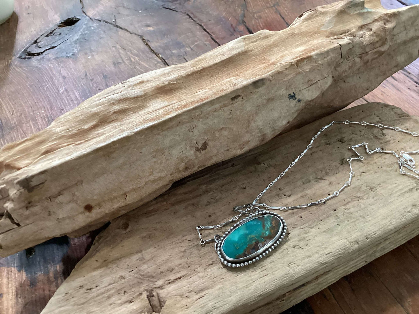 Sterling Silver and Turquoise Pendant Necklace