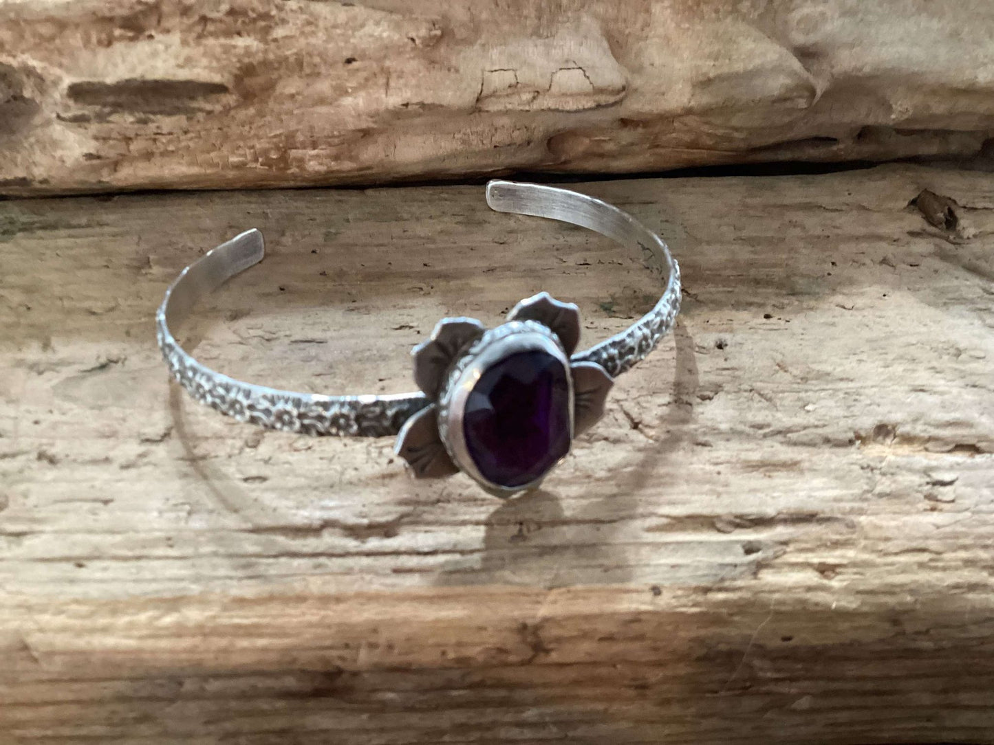 Sterling Silver and Amethyst Cuff Bracelet