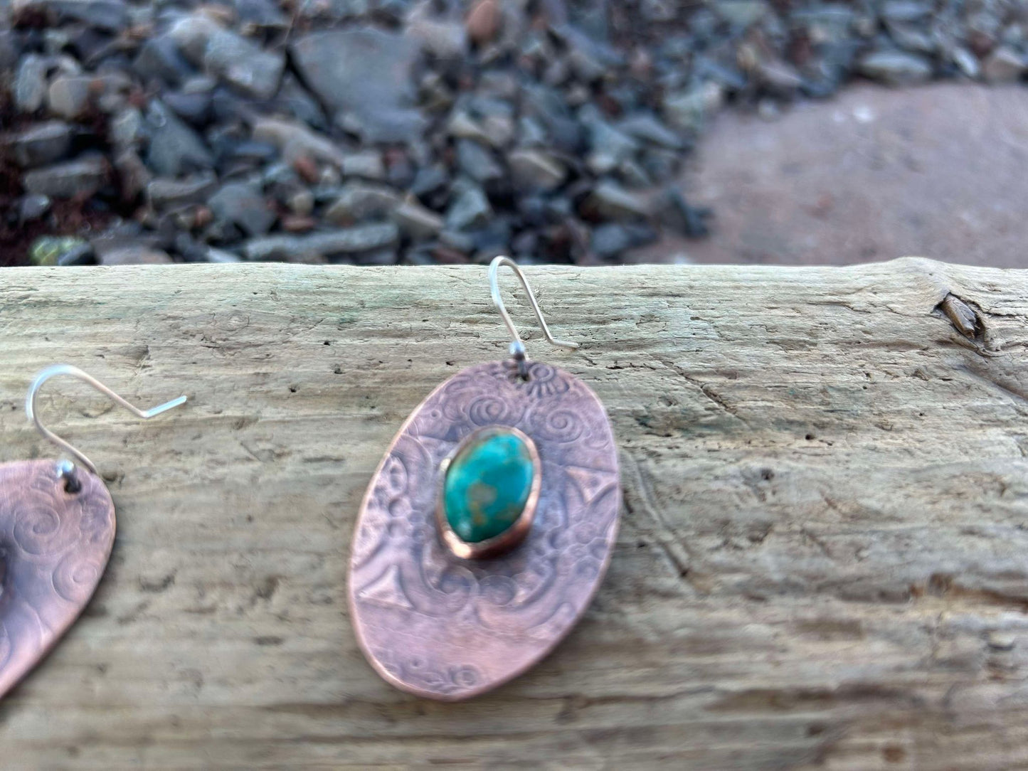 Sterling Silver, Copper and Turquoise Statement Earrings