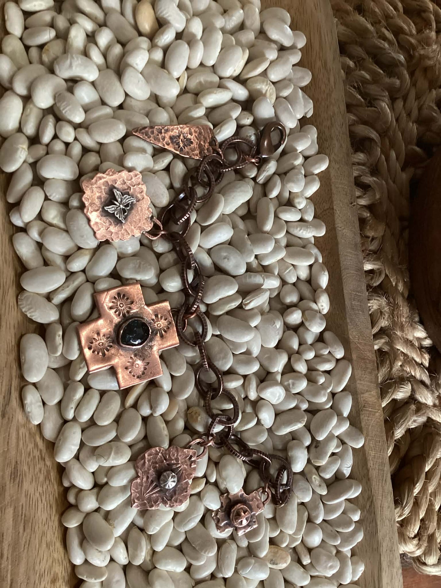 Sterling Silver and Copper Charm Bracelet