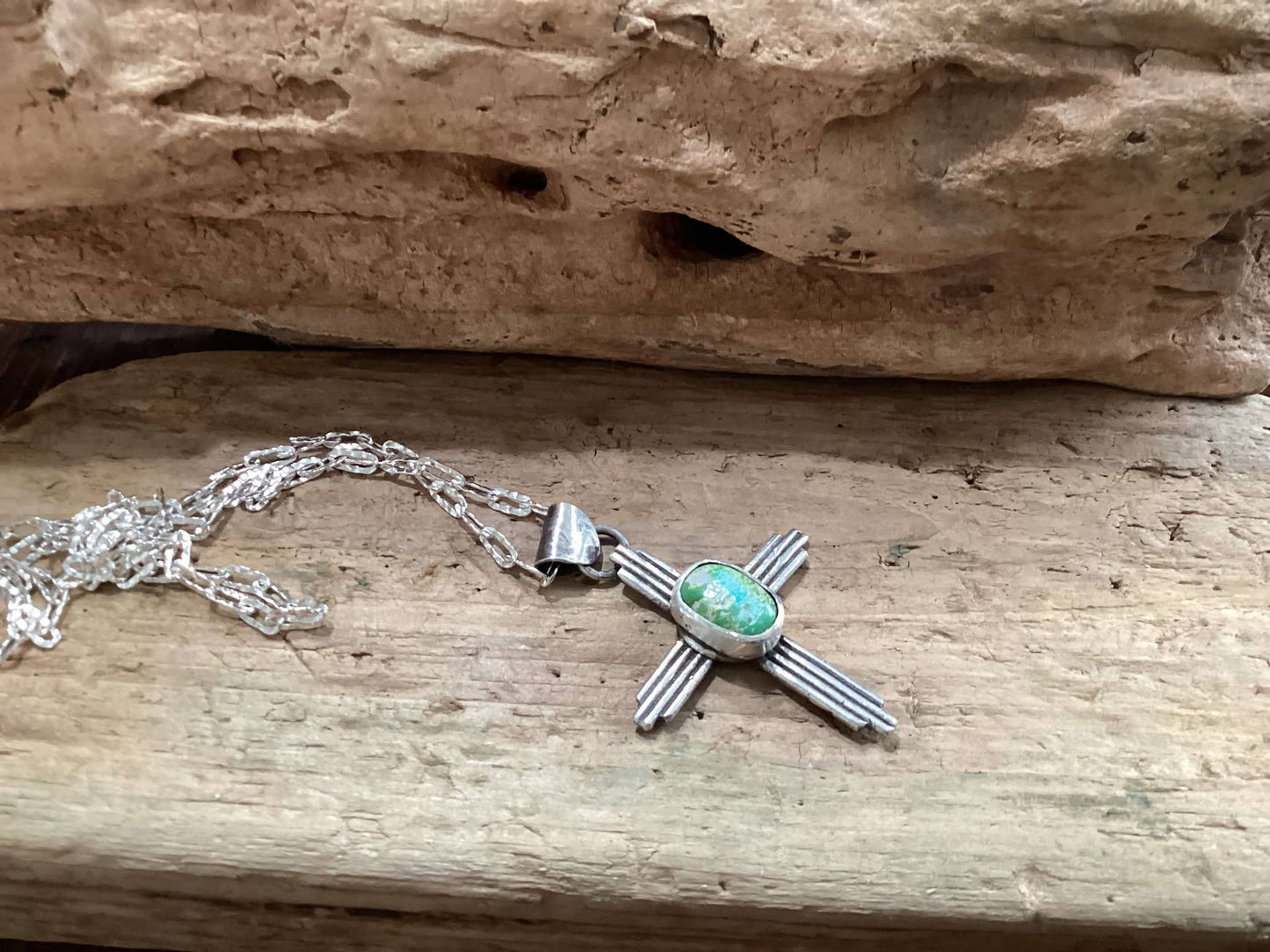 Sterling Silver and Turquoise Zia Necklace