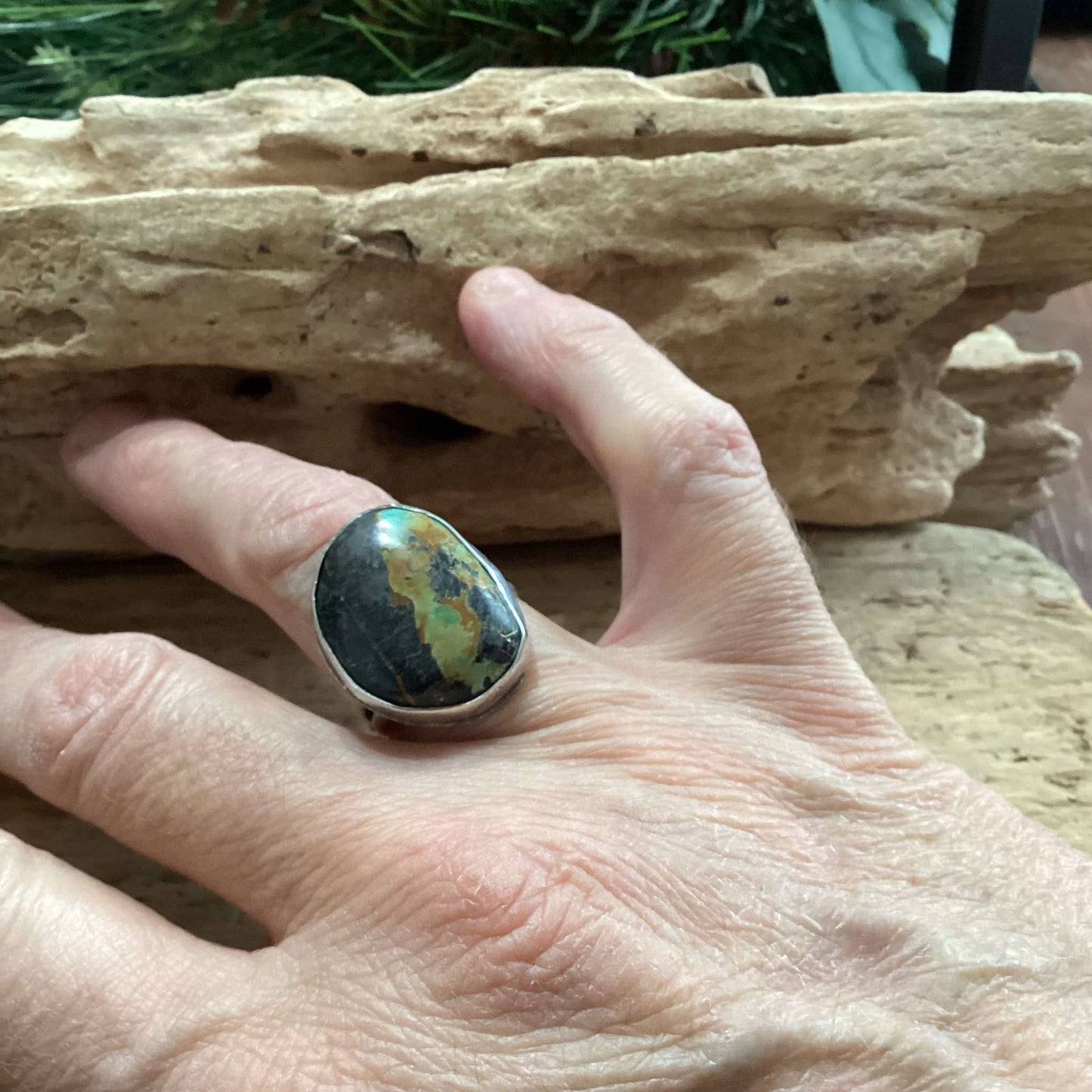 Sterling Silver and Blackjack Turquoise Statement Ring