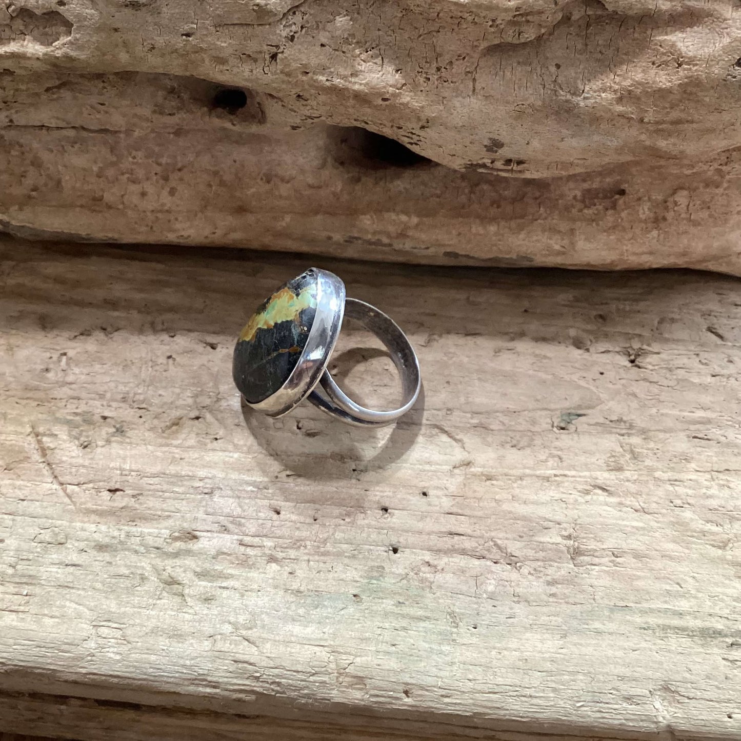 Sterling Silver and Blackjack Turquoise Statement Ring