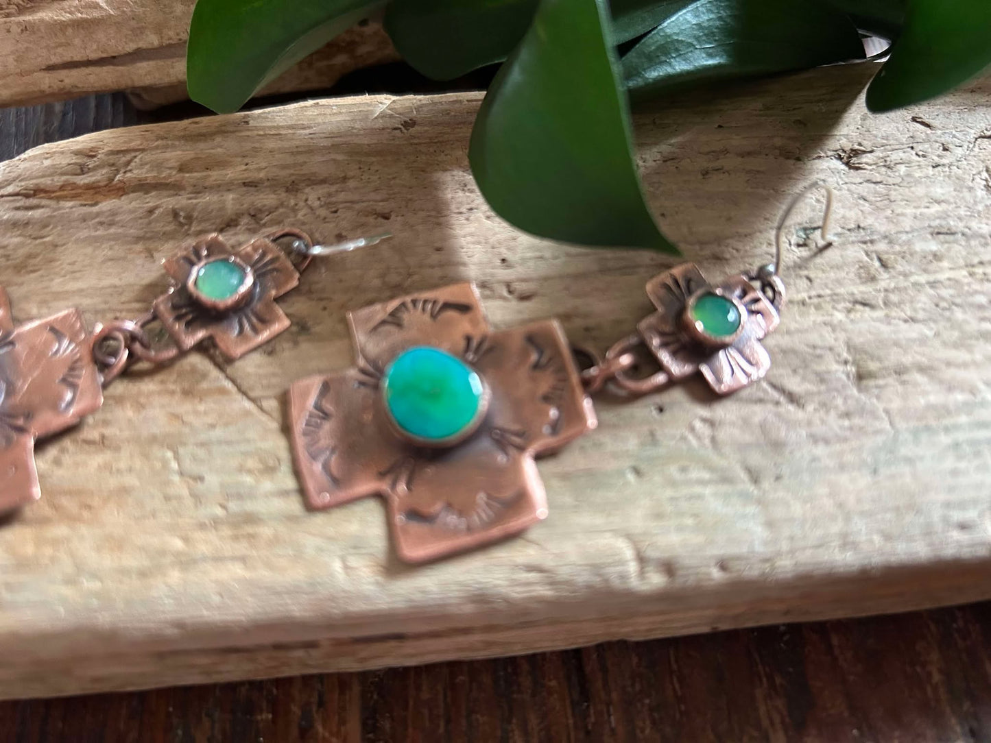 Sterling Silver, Copper and Turquoise Earrings