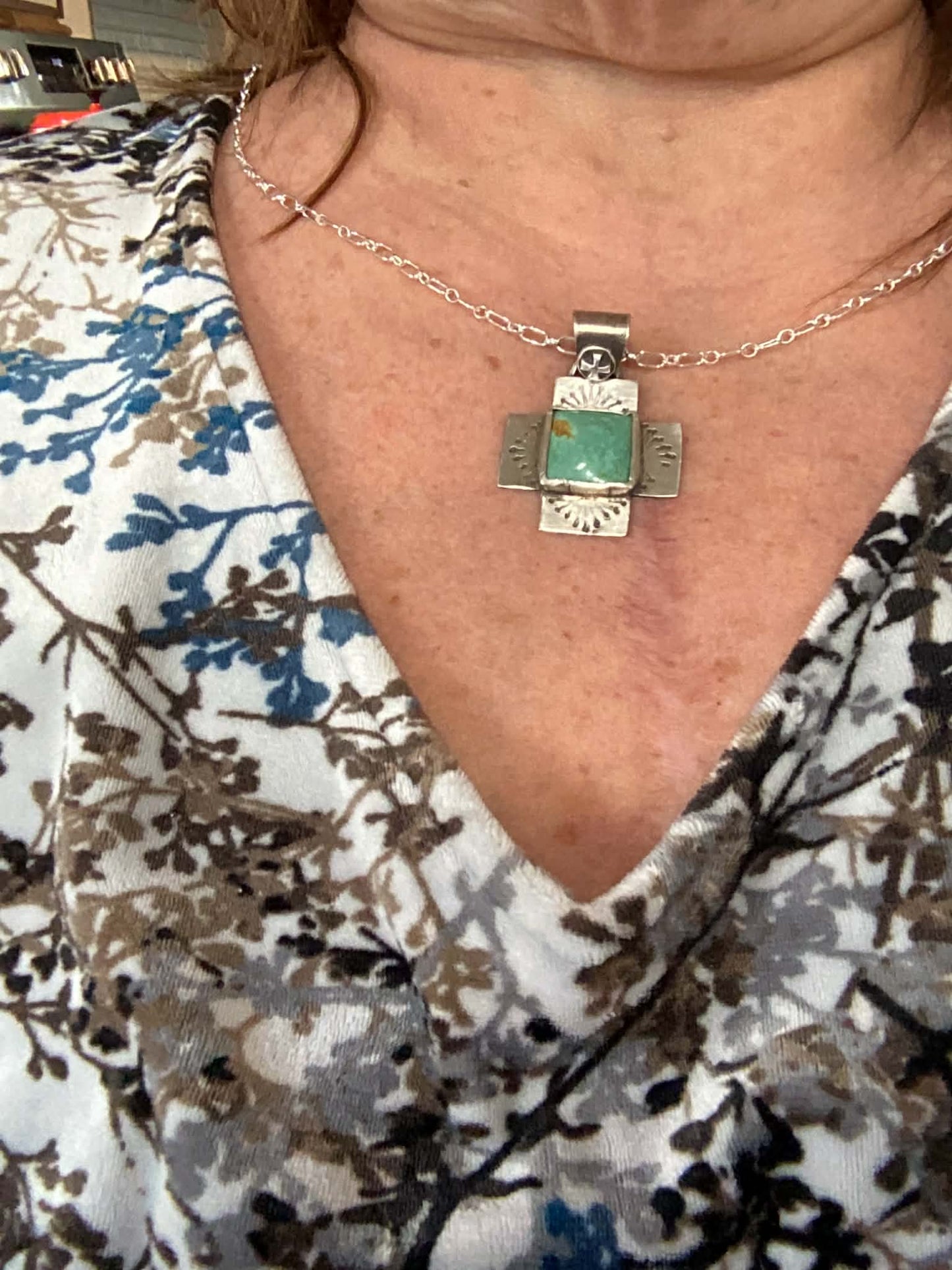 Sterling Silver and Turquoise Pendant Necklace