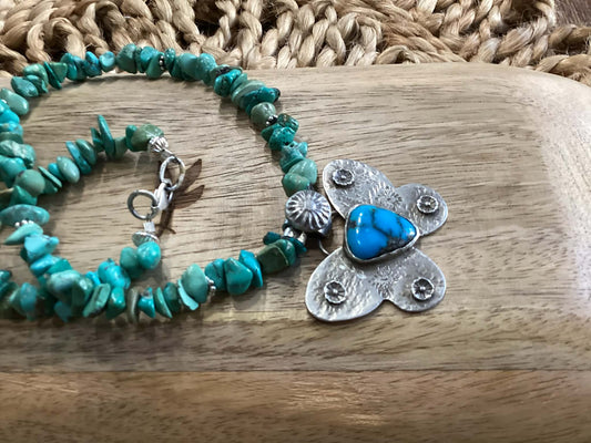 Sterling Silver and Turquoise Pendant Necklace