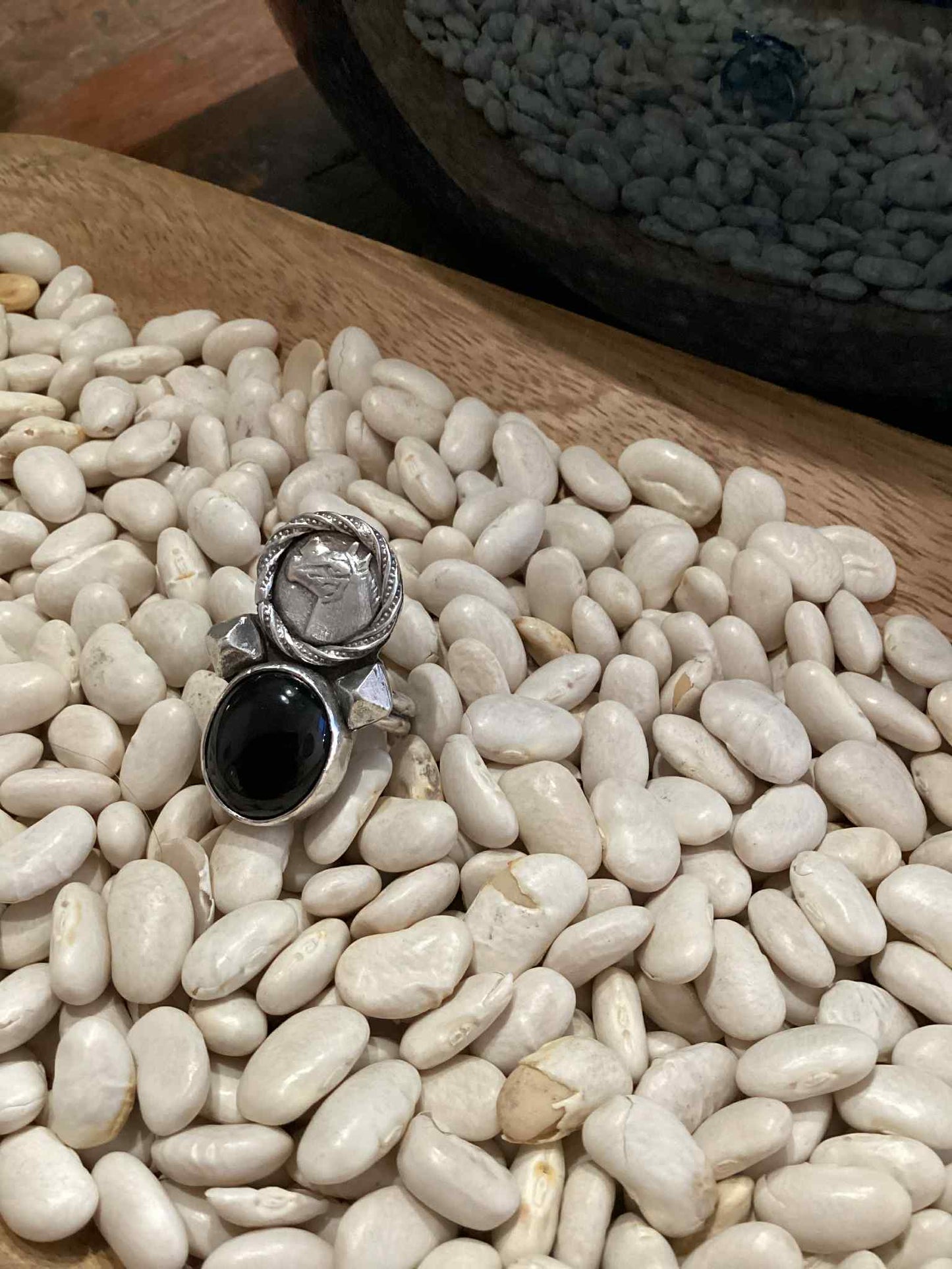 Sterling Silver and Onyx Horse Ring
