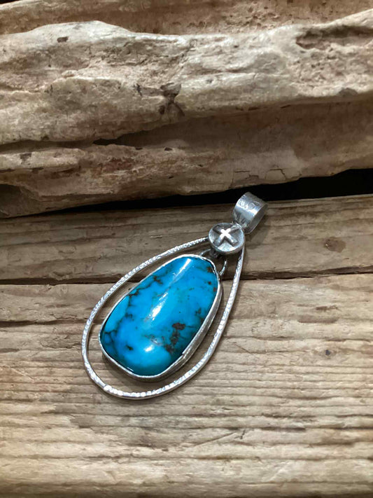 Sterling Silver and Turquoise Southwestern Pendant