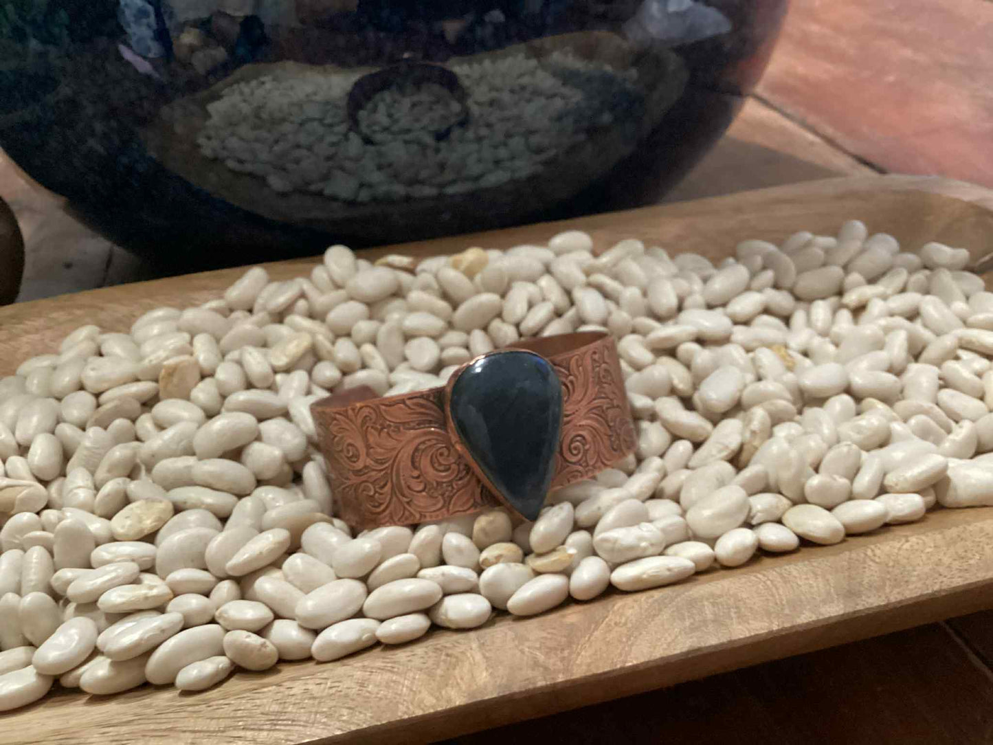 Copper and Labradorite Cuff Bracelet