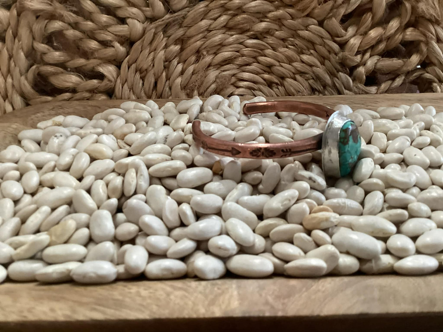 Sterling Silver, Copper and Turquoise Cuff Bracelet
