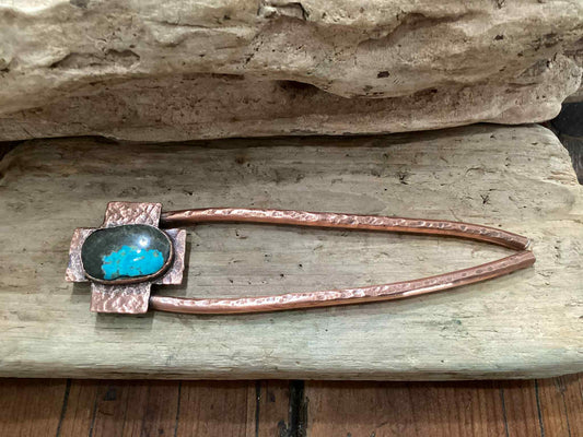 Copper and Turquoise Southwestern Hair Fork