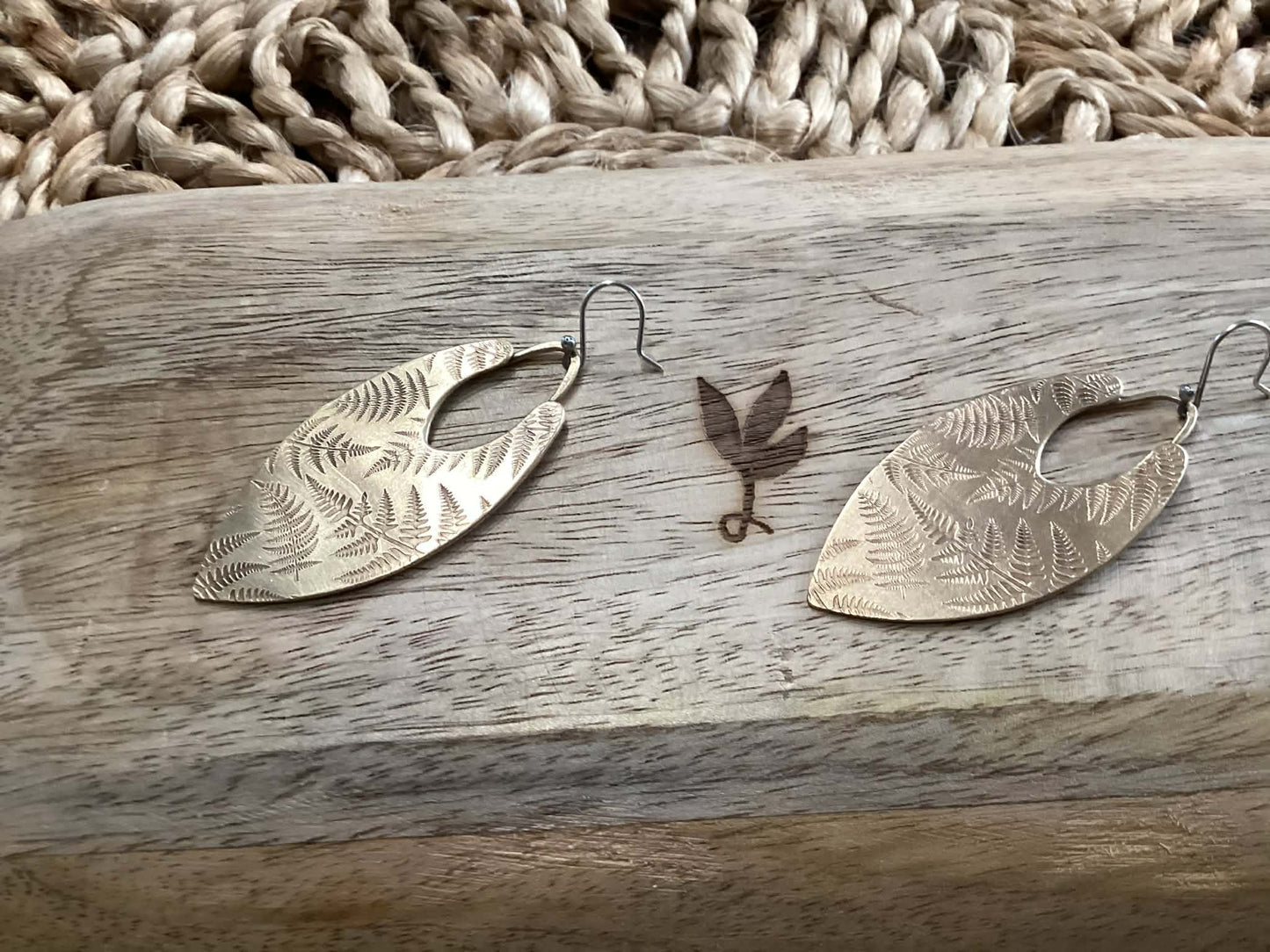 Sterling Silver and Brass Fern Earrings