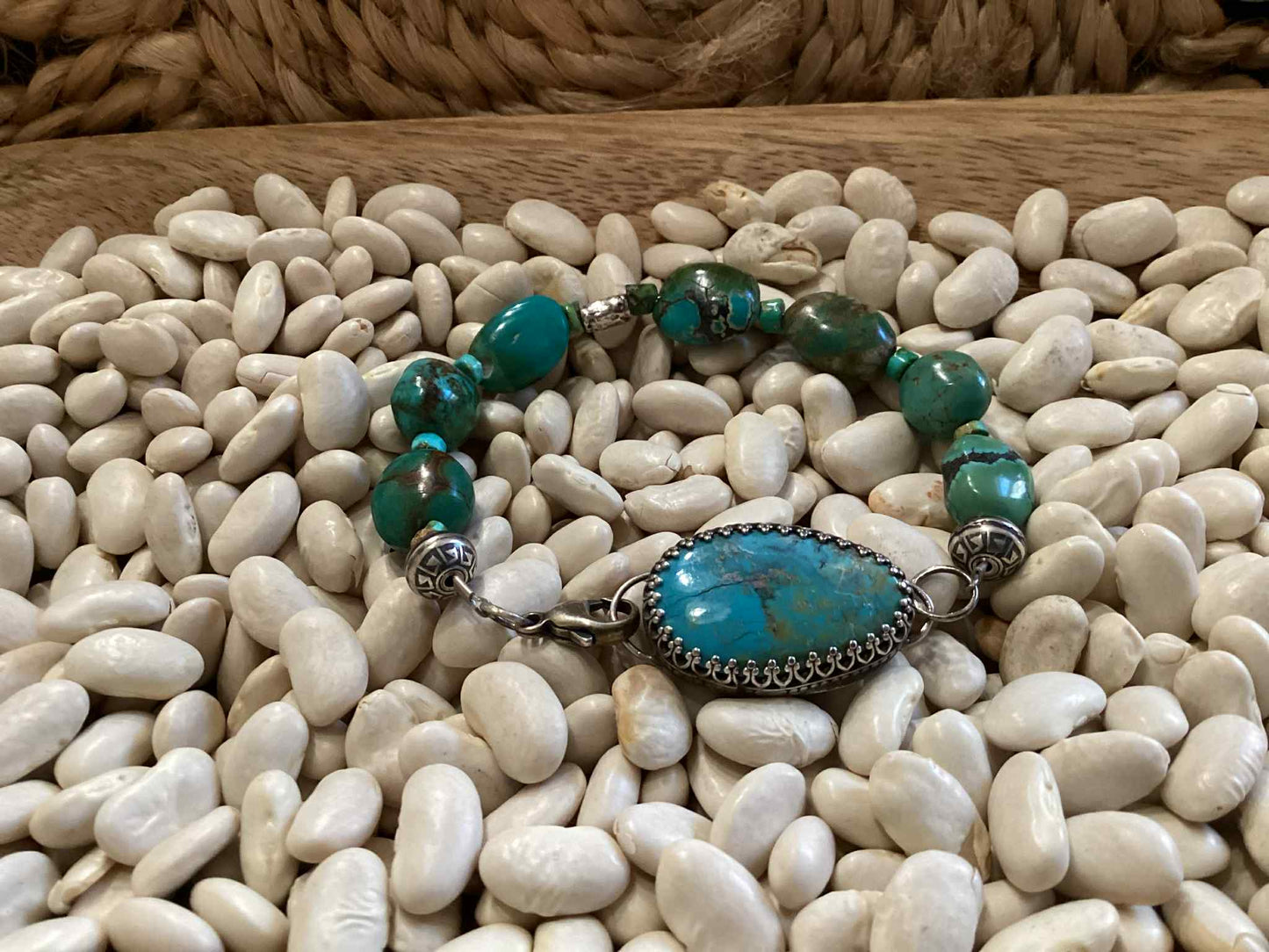 Sterling Silver and Turquoise Beaded Bracelet
