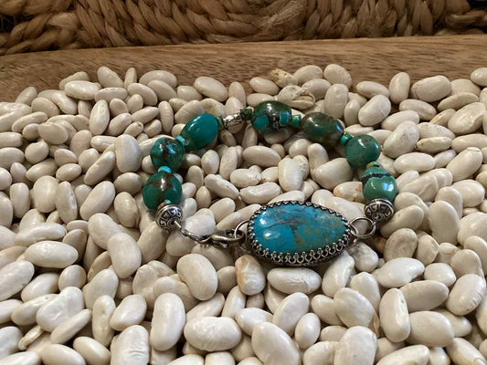 Sterling Silver and Turquoise Beaded Bracelet
