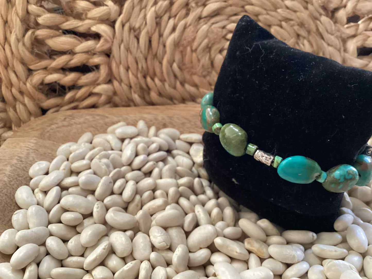 Sterling Silver and Turquoise Beaded Bracelet