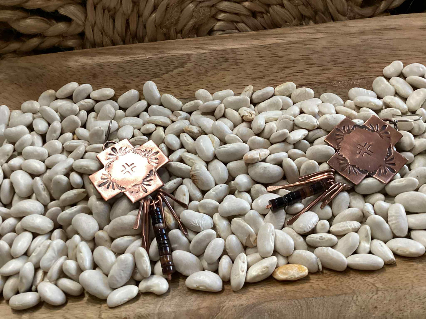 Copper and Sterling Silver Cross Earrings