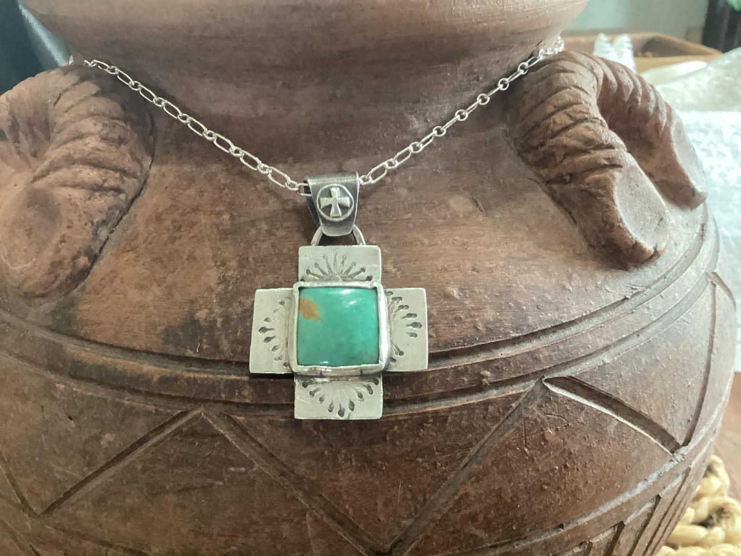 Sterling Silver and Turquoise Pendant Necklace