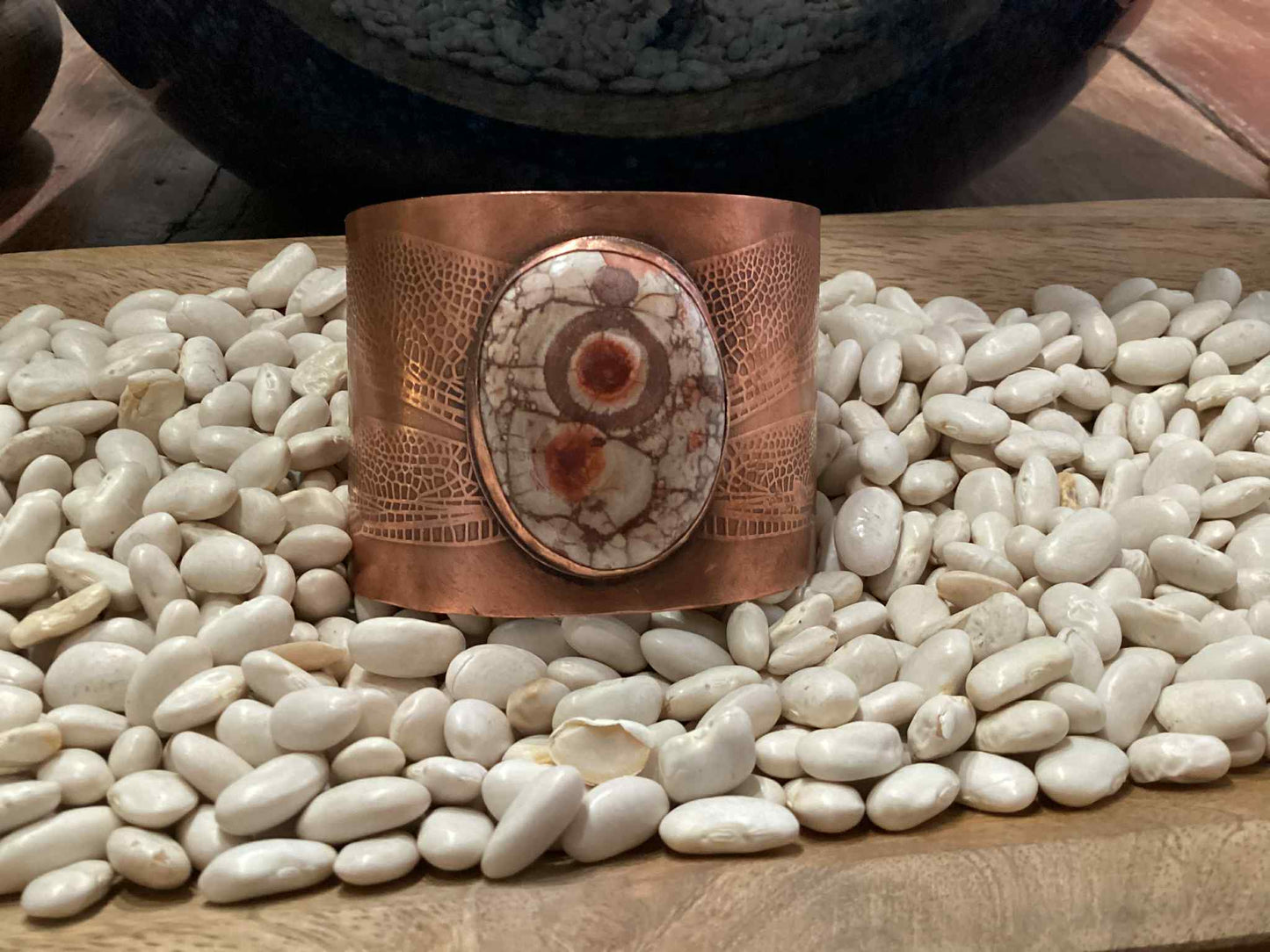 Copper and Gemstone Cuff Bracelet