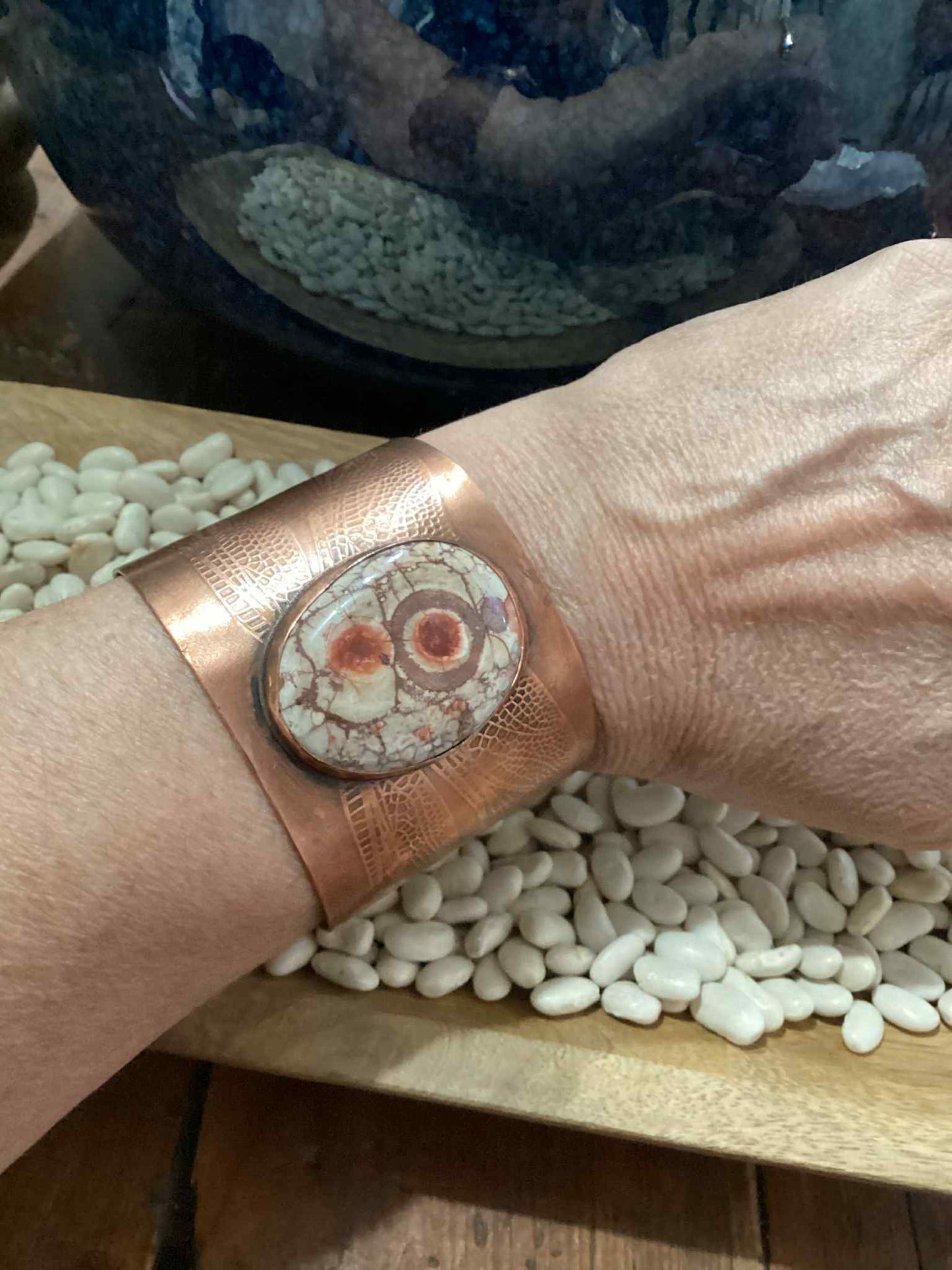Copper and Gemstone Cuff Bracelet