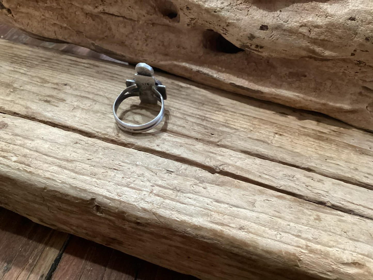 Sterling Silver and Coral Heart Ring