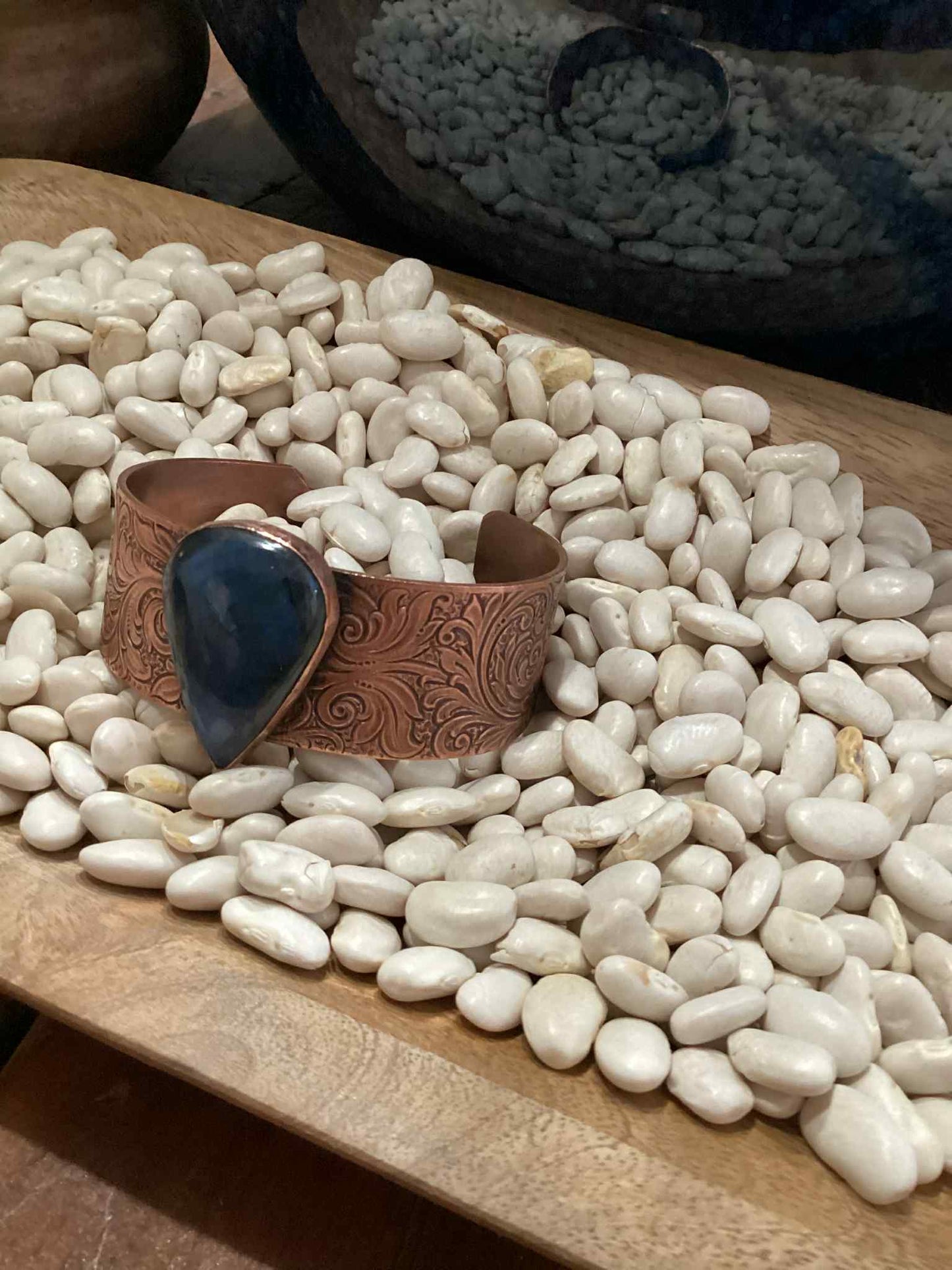 Copper and Labradorite Cuff Bracelet